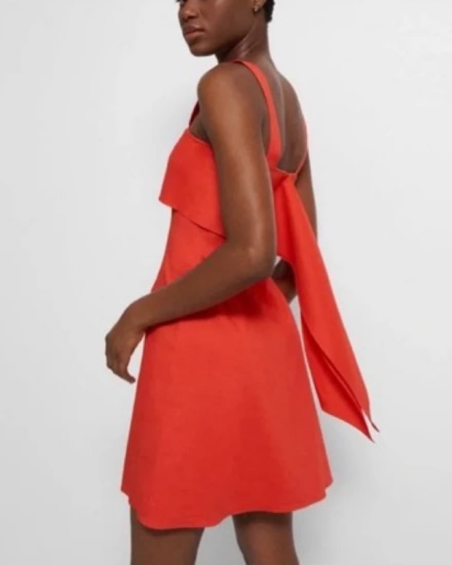 Theory Linen Mini Dress Red - Image 2