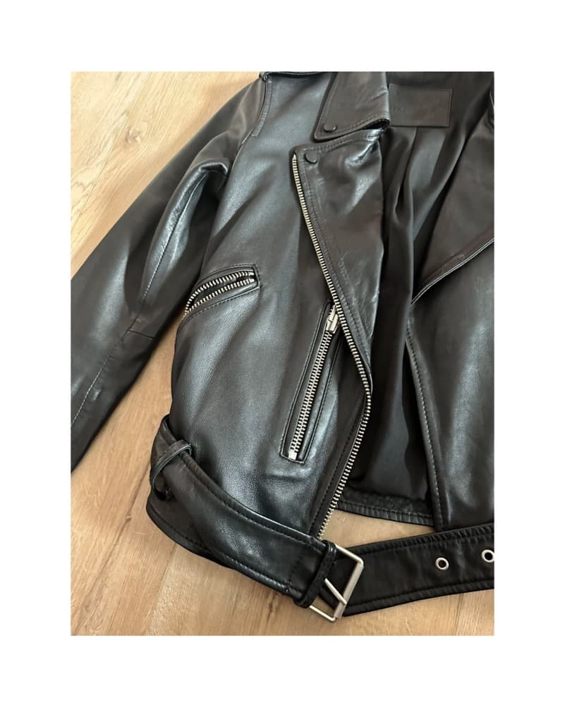 All Saints Navy Leather Jacket  - Image 2