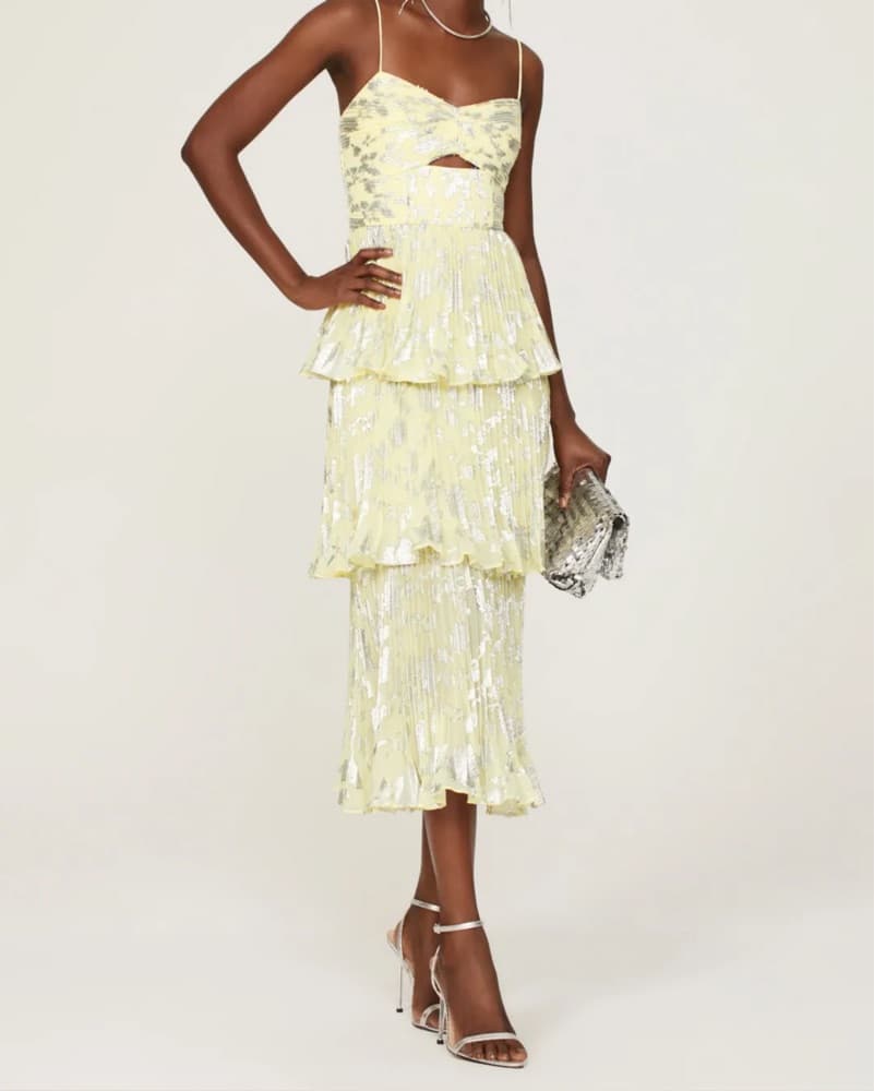 Self Portrait Metallic Midi Dress - Image 1