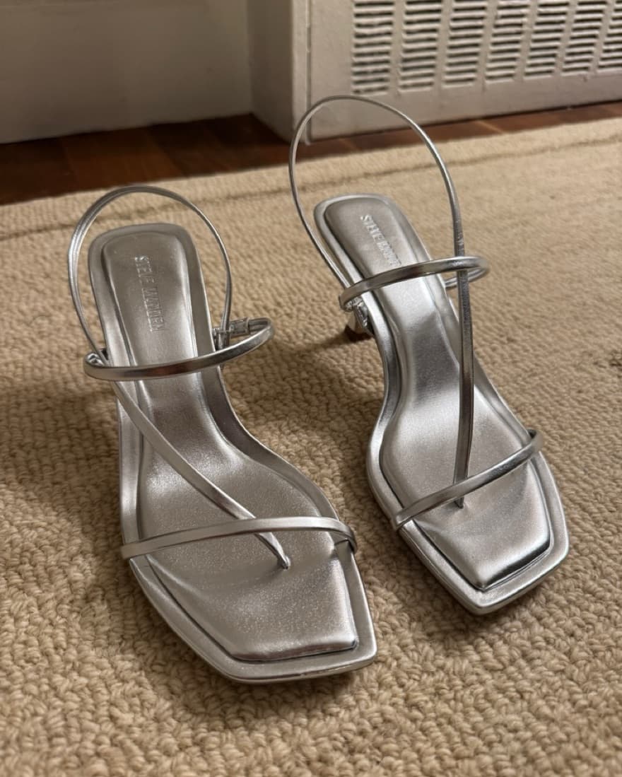 Steve Madden Strappy Silver Heels - Image 4