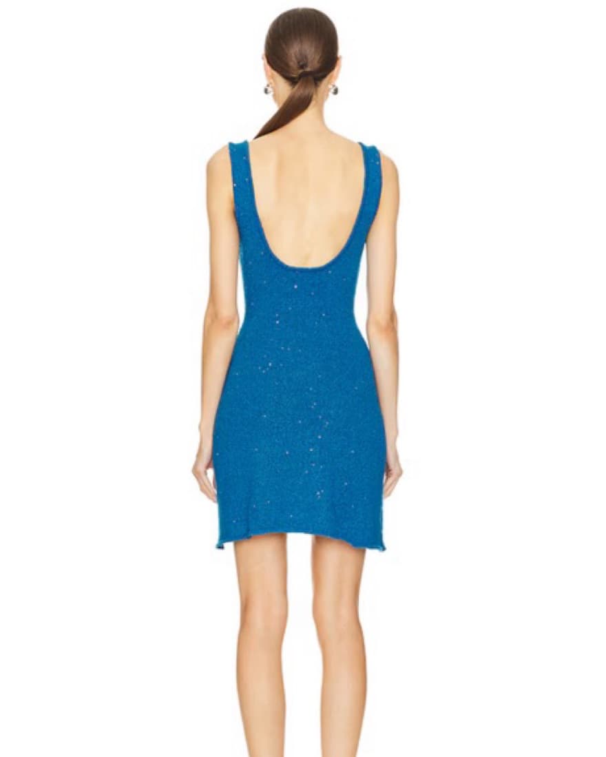 Weworewhat Blue Knit Sequin Dress - Image 4