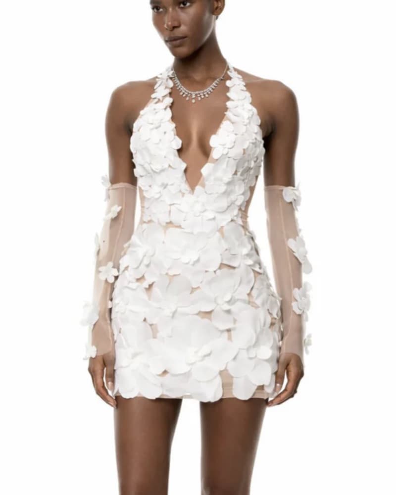 Miss Rosier White Flower Mini Dress XS - Image 1