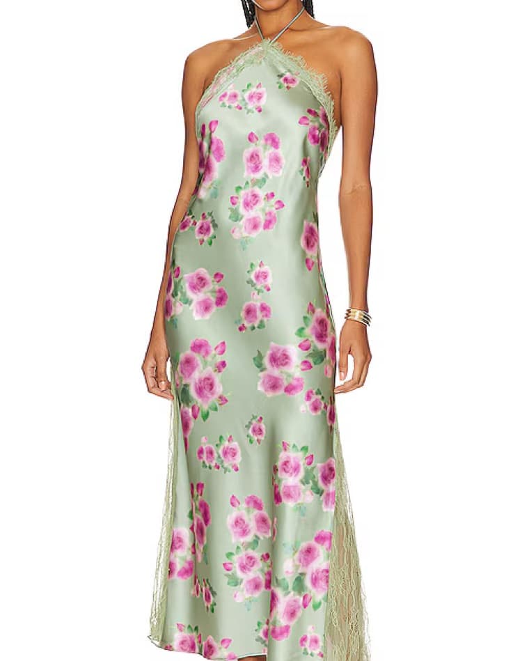 Weworewhat Halter Lace Midi Dress - Image 1