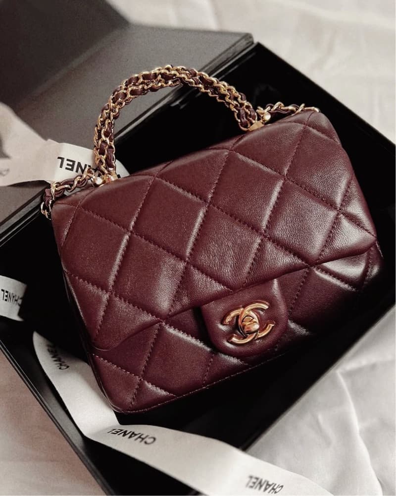 Chanel Burgundy Quilted Top Handle - Image 1