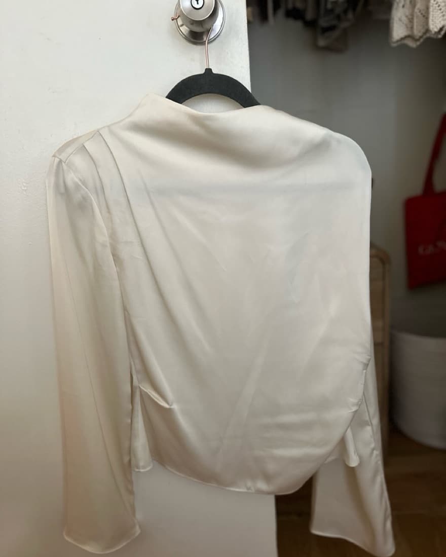 H&M Satin Blouse with Puff Sleeves - Image 1