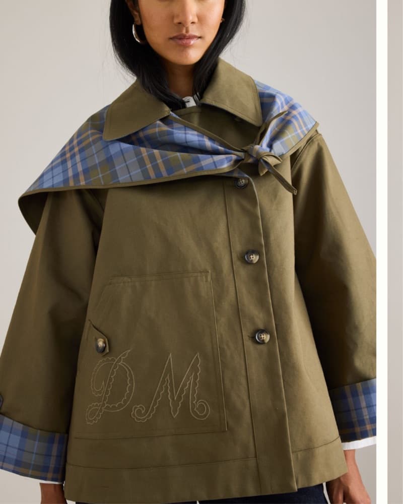 Damson Madder Olive Plaid Color-Block Blazer Jacket - Image 1
