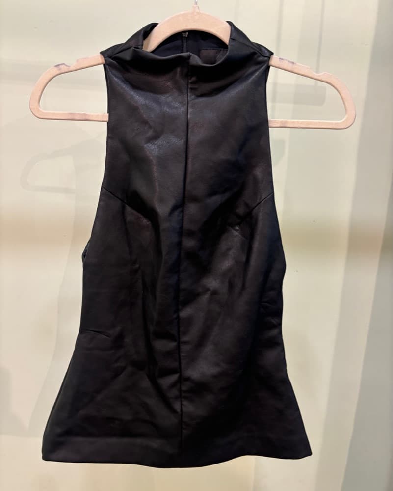 Sleek Black Leather Top - Image 1
