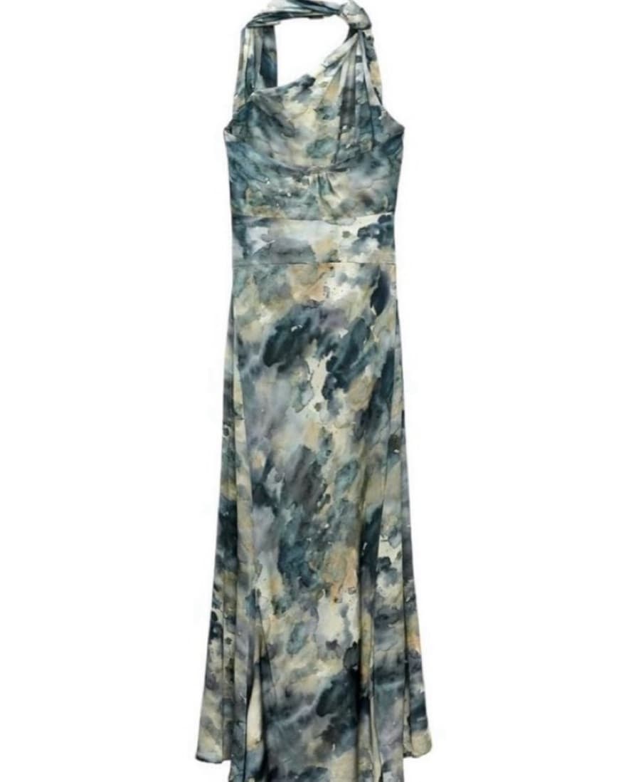 Zara Printed Tie Dye Satin Long Dress - Image 3