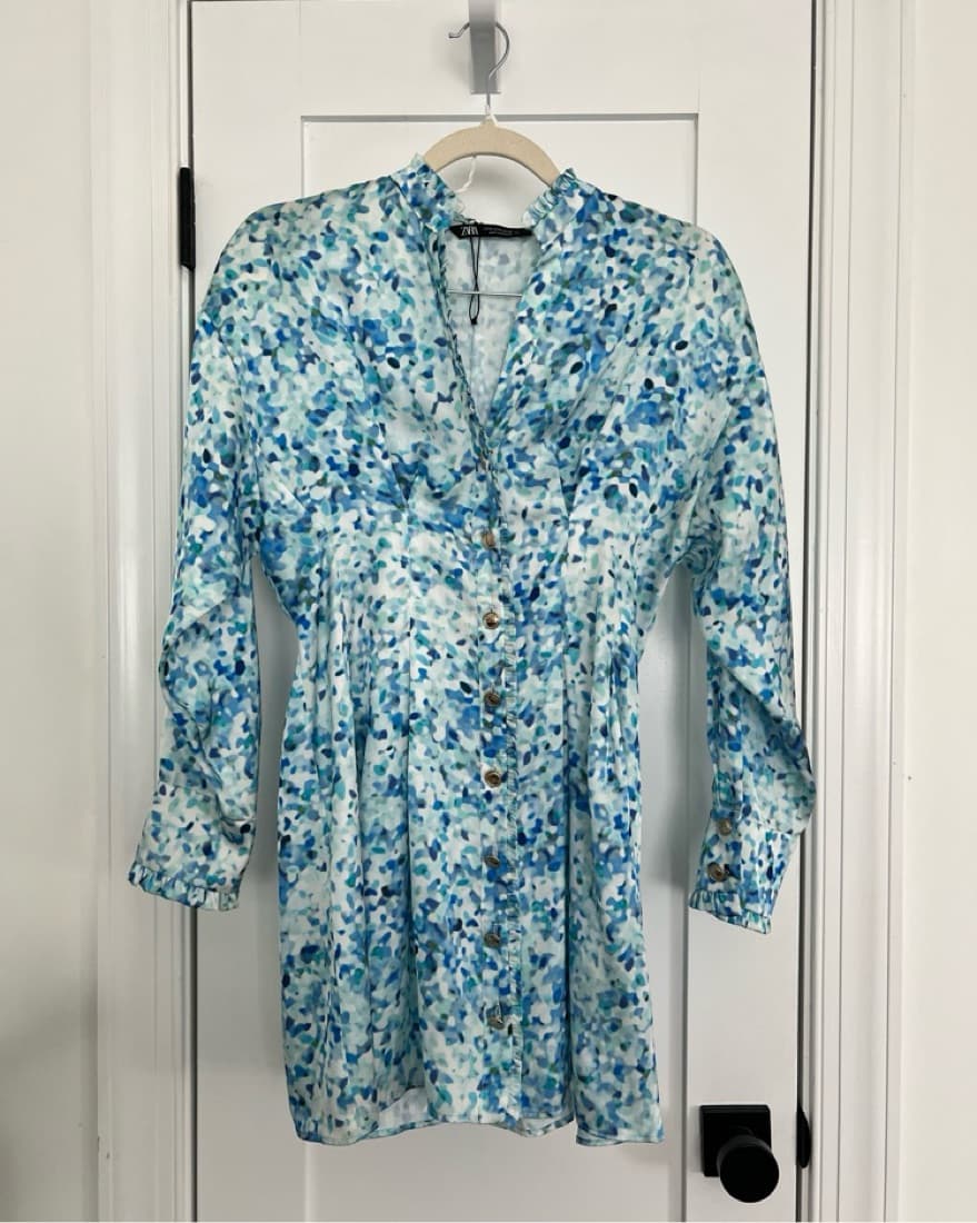 Zara Blue Fit And Flare Mini Dress - Image 1