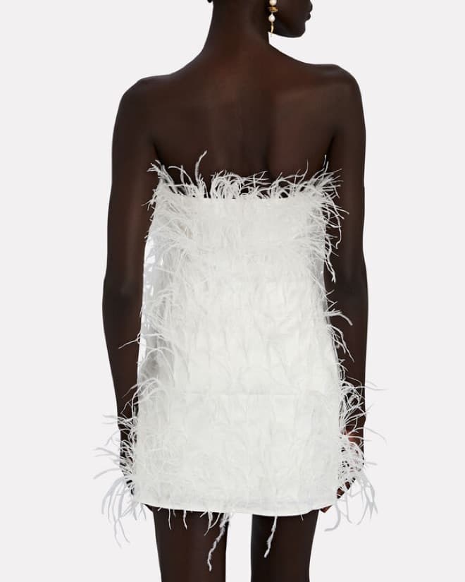 Cult Gaia Ashlyn Feather Satin Mini Dres - Image 3