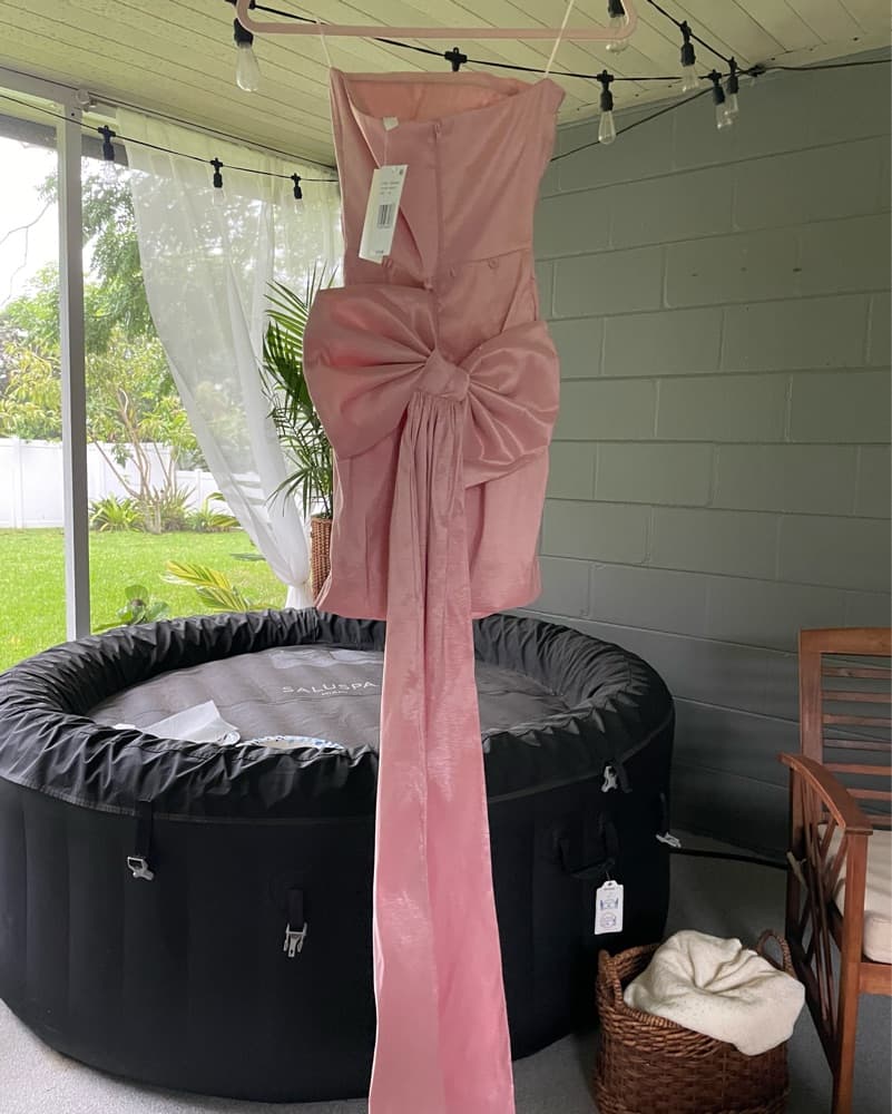 Allison + Kelly Mauve Strapless Bow Dress - Image 2