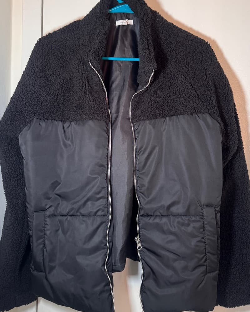 Cozy Black Teddy Zip-Up Jacket - Image 2