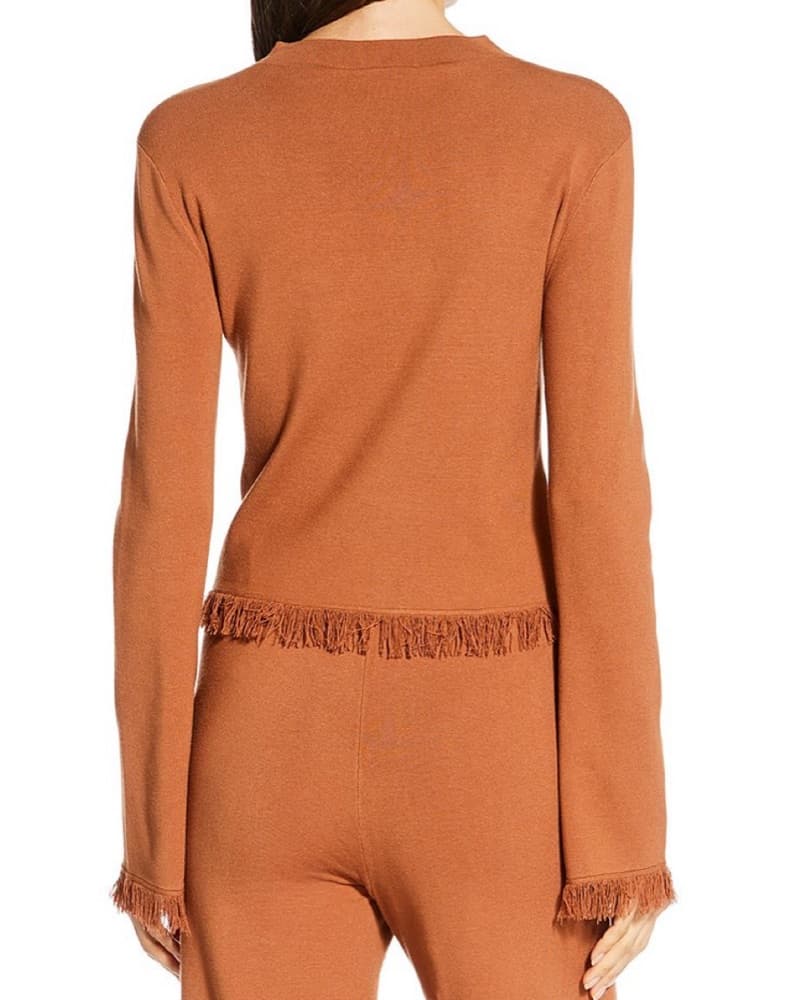 Chic Fringe-Trimmed Knit Set - Image 2
