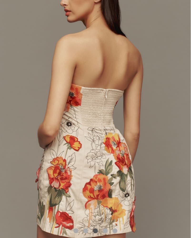 Floral Appliqué Mini Dress - Image 2