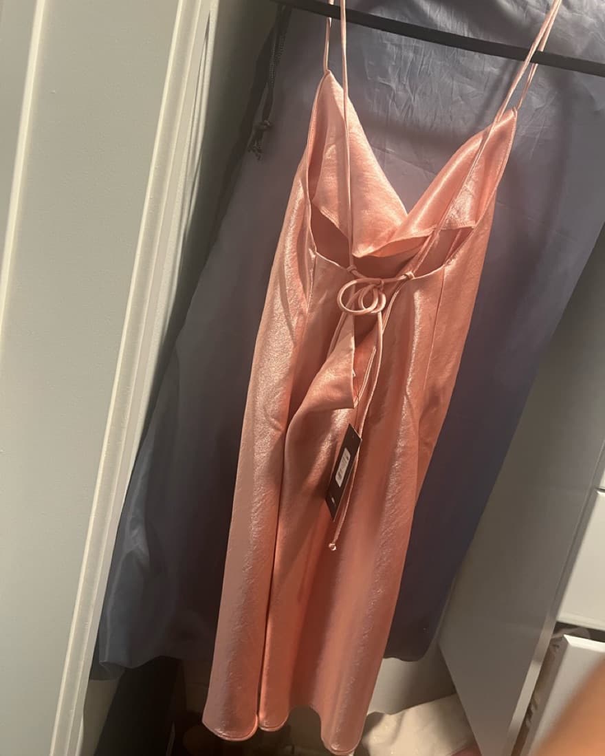Pink Satin Mini Dress - Image 4
