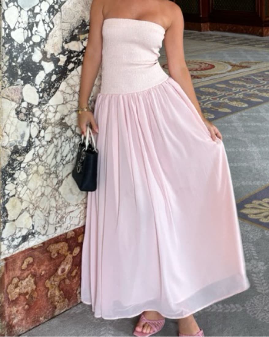 Pink Strapless Maxi Dress - Image 1