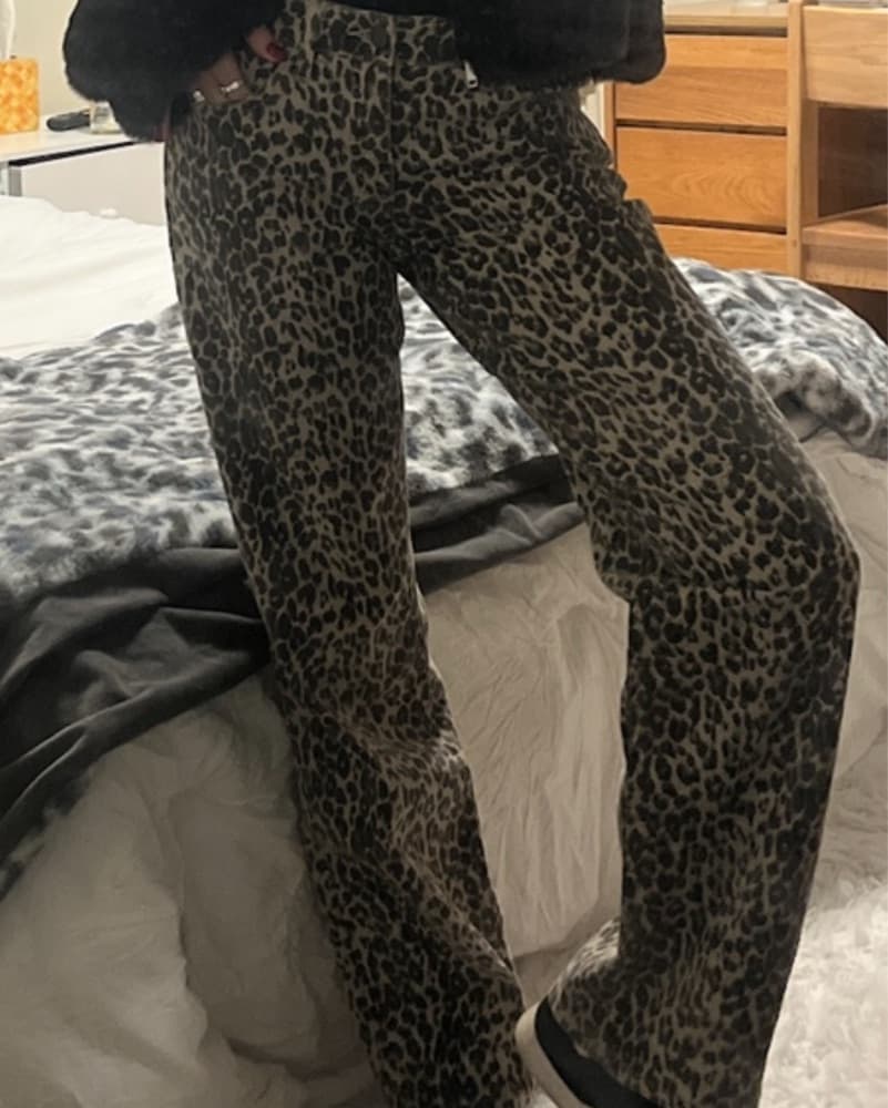 Leopard Print Jeans - Image 1