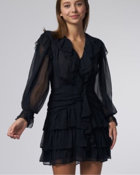 100% Silk Ulla Johnson Black Mini Dress - Image 1