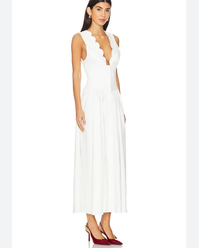 Button Front Scallop Dress - Image 1
