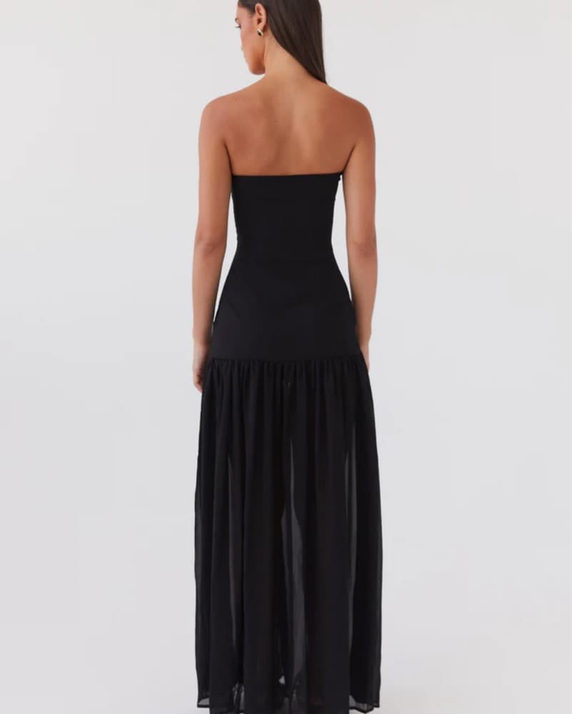 Sleek Strapless Slit Maxi Dress - Image 2