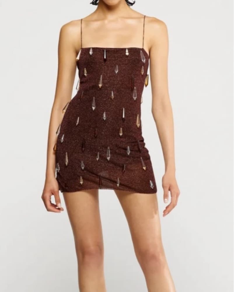 Oseree Mini Dress Brown Crystal - s - Image 1