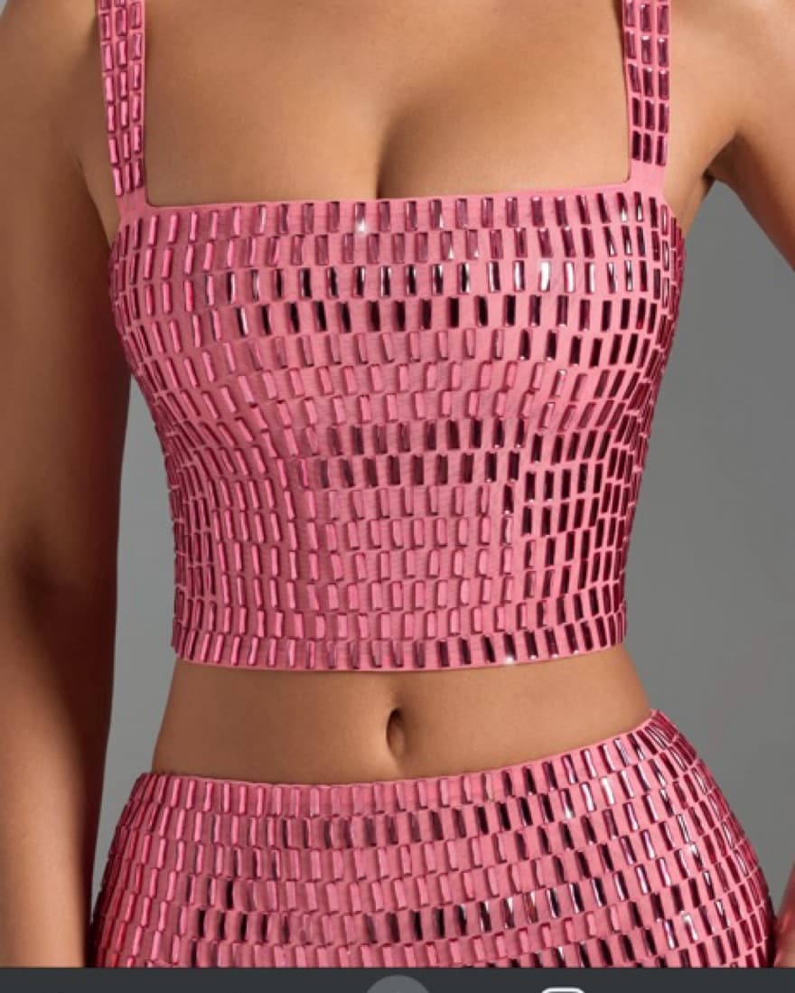 Oh Polly Embellished Pink Mini Skirt Set - Image 2