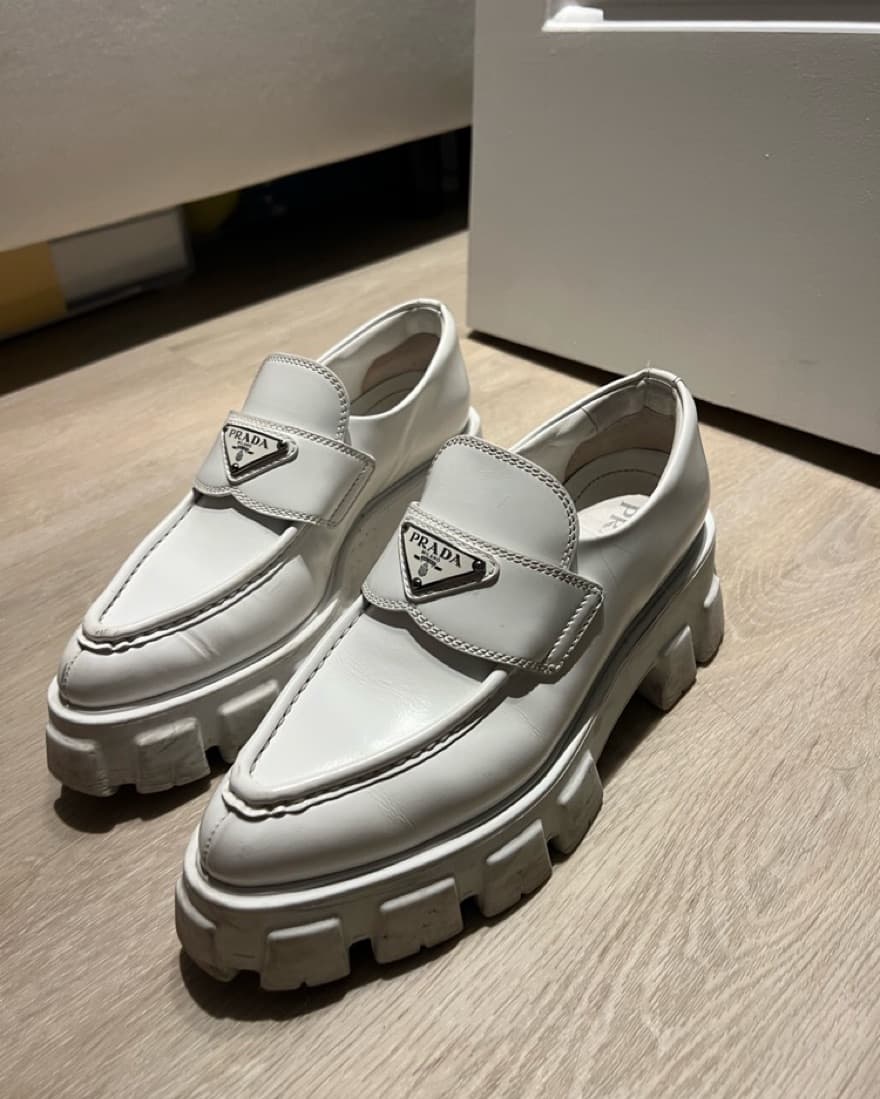 PRADA white loafers size 38 - Image 1
