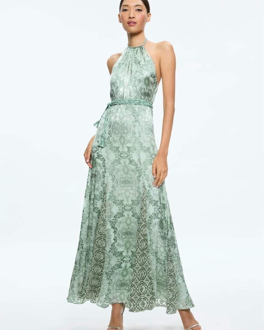 Alice + Olivia Green Halter Dress - Image 1