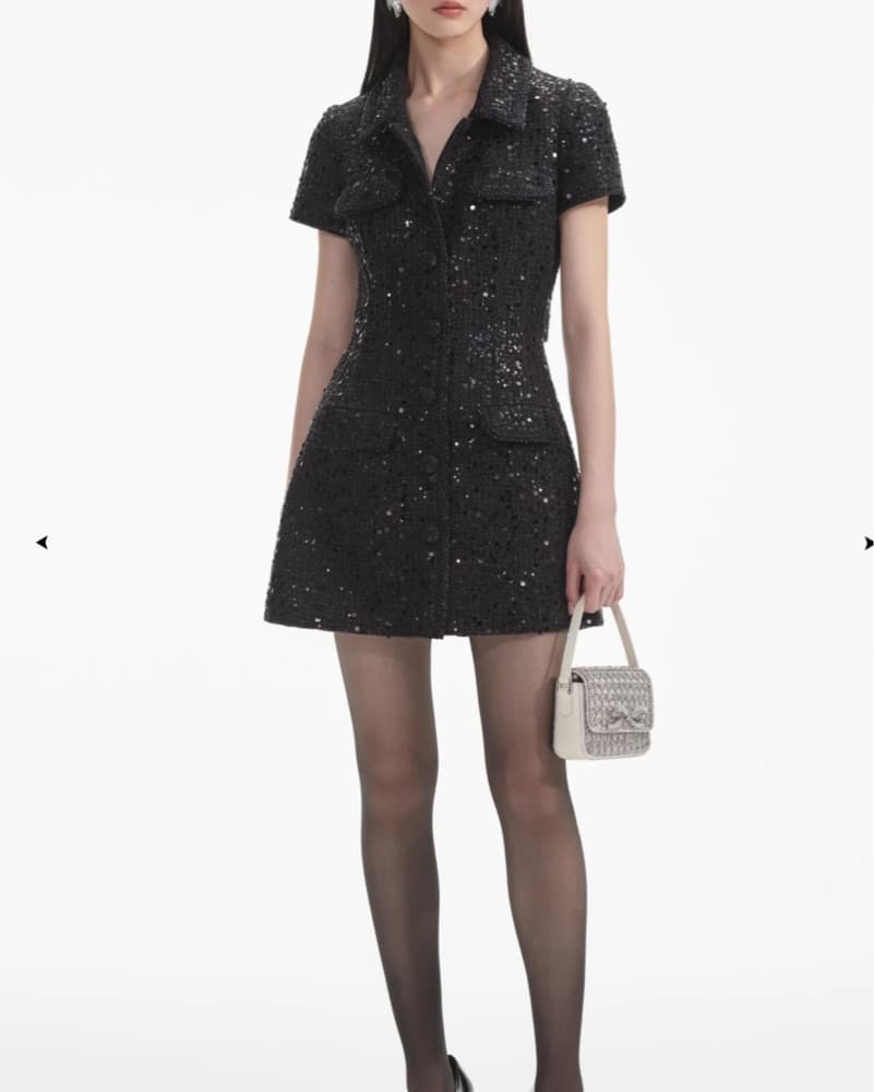 Self portrait Black Sequin Mini Dress - Image 2