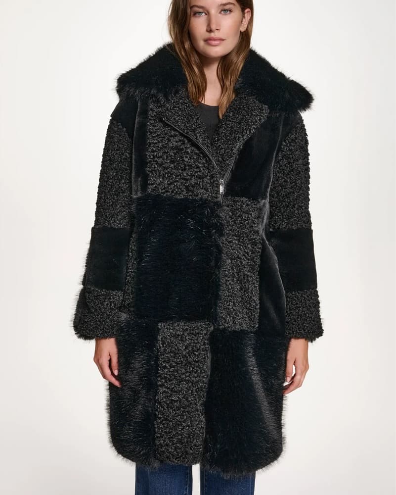 Chic Faux Fur Patchwork Coat - Image 1