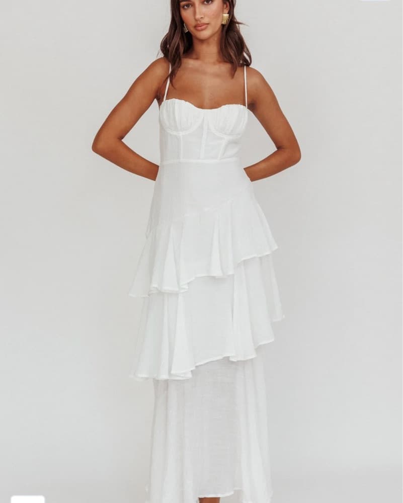 Selfie Leslie Tiered Maxi Dress White - Image 1