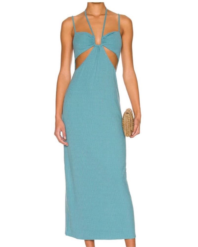 Teal Midi Cut Out Dress - Image 1