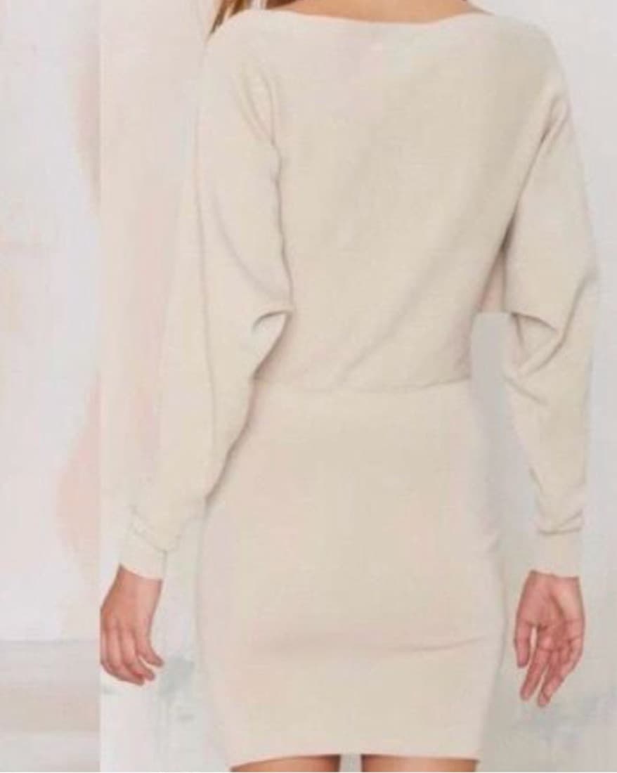 Lioness Dolmain Sweater Beige Mini Dress - Image 2