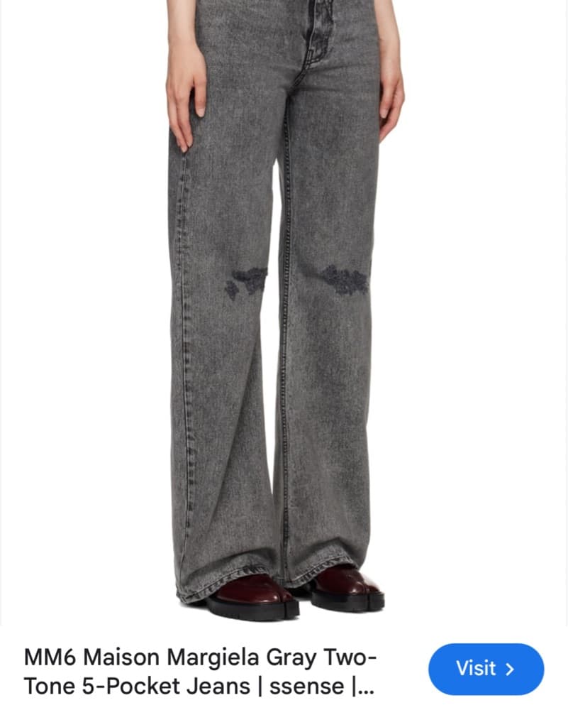 MM6 Maison Margiela Gray Two-Tone 5-Pocket Jeans - Image 4