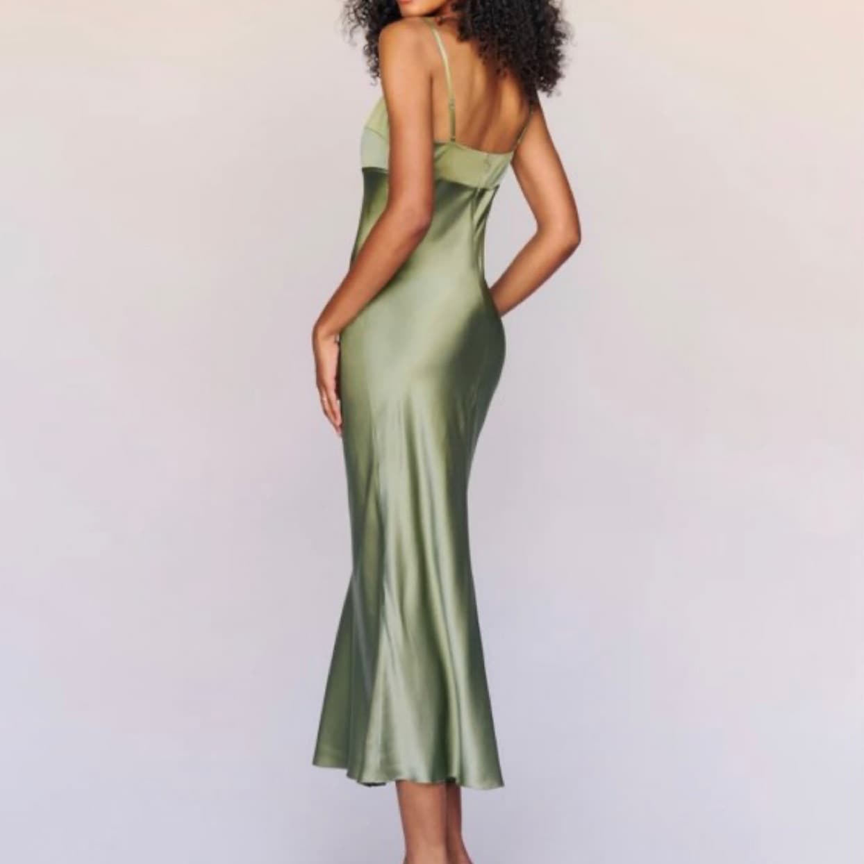 Reformation Green Silk Dress - Image 1
