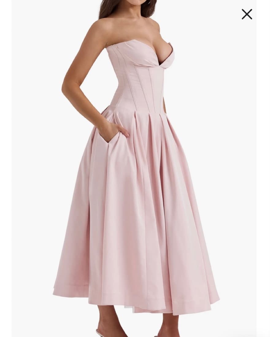 Strapless Midi Pink Dress  - Image 3