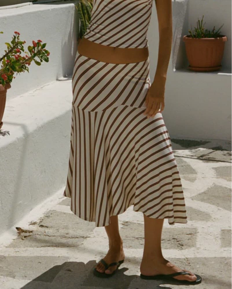With Jean Striped Skirt Set - Image 3
