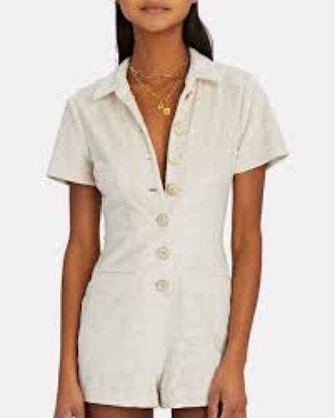 Alexis Pennie Velour Button-Front Romper - Image 4