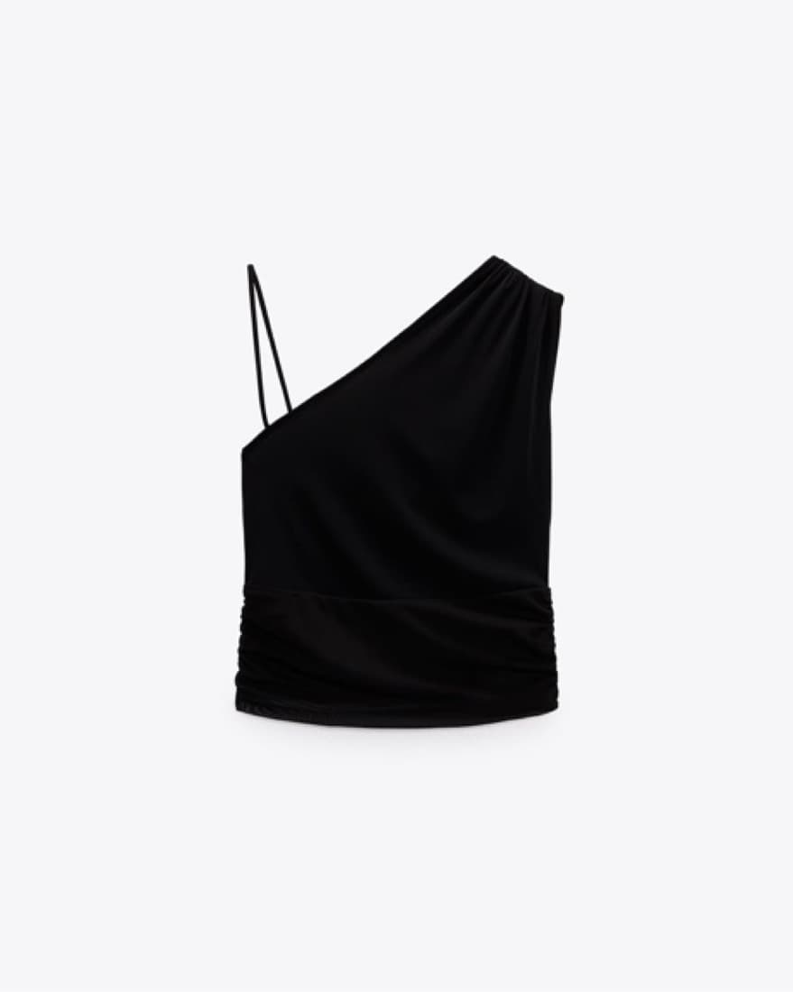 Zara One Shoulder Mesh Top - Image 1