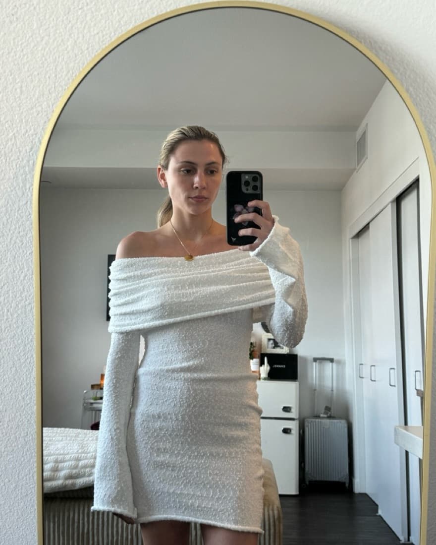 White Off The Shoulder Dress  - Image 1