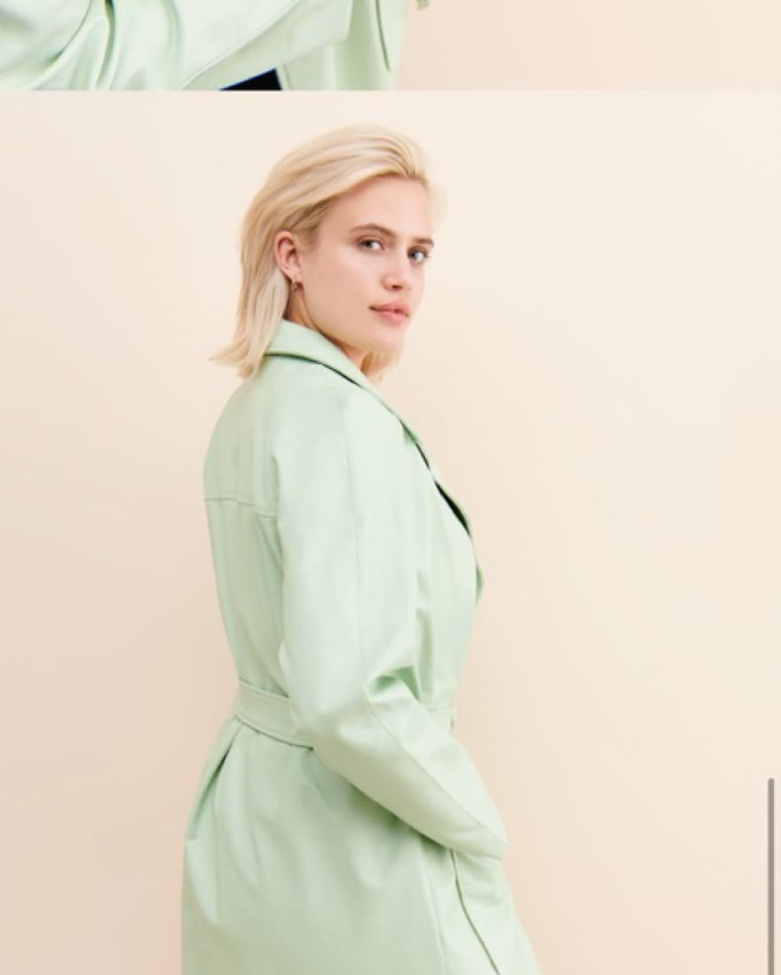 Veda Mint Leather Trench - Image 2