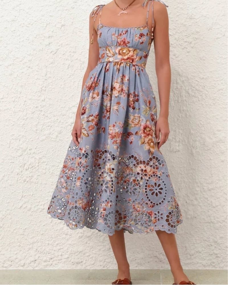 Zimmermann Floral Eyelet Midi Dress - Image 2