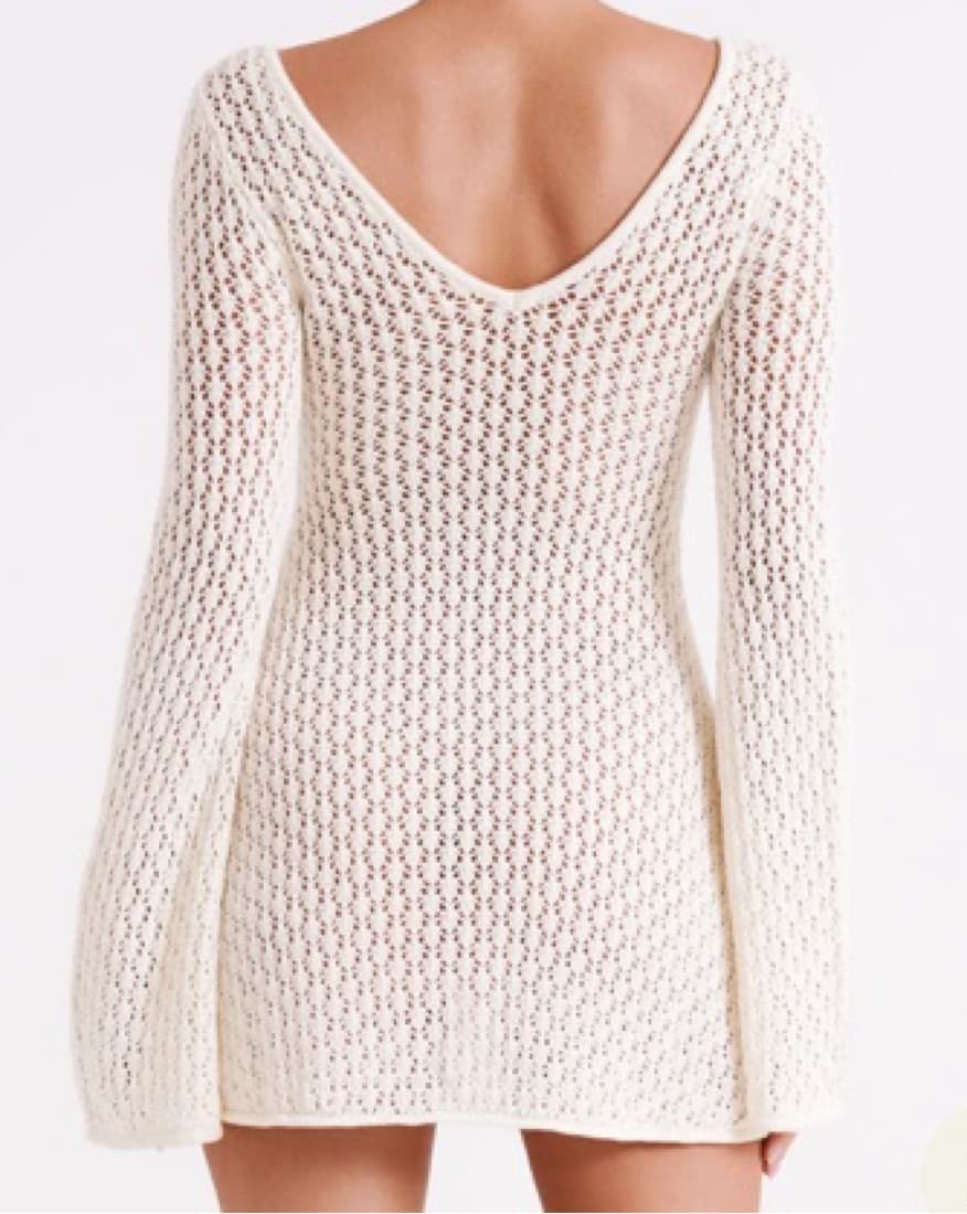 Crochet Knit Mini Coverup Dress - Image 2