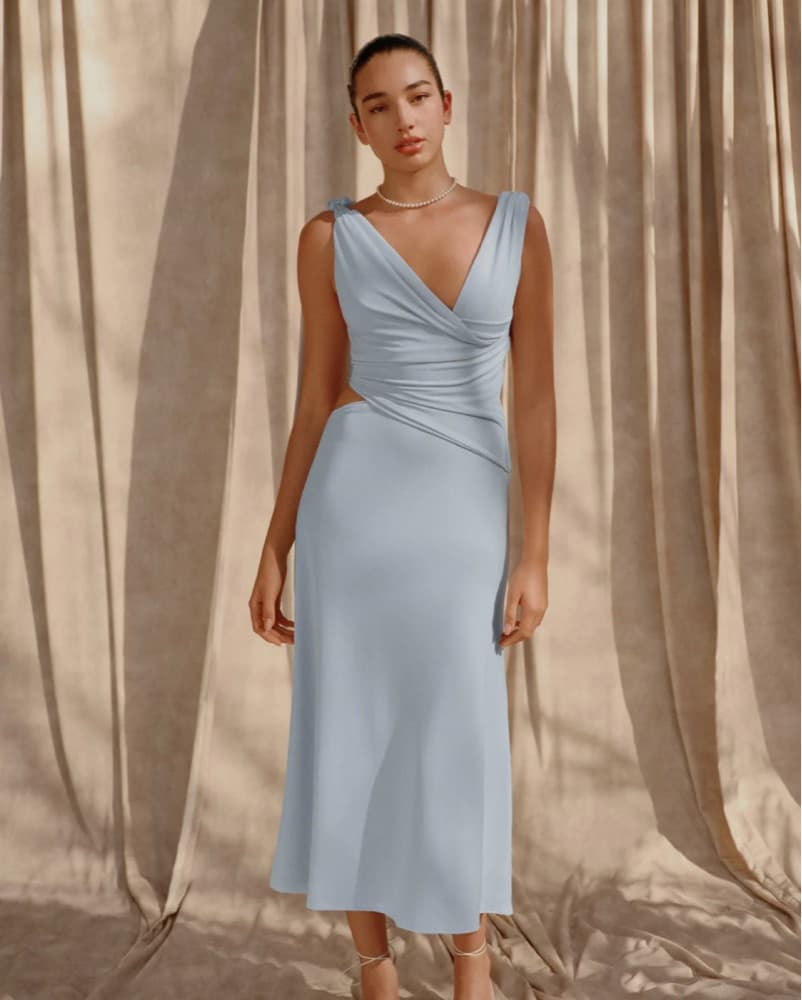 Raleigh Asymmetrical Slinky Midi Dress   - Image 1