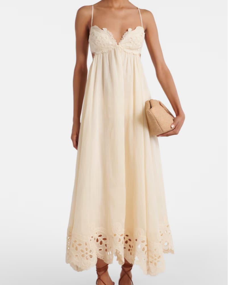 Coco embroidered ramie maxi dress  - Image 1