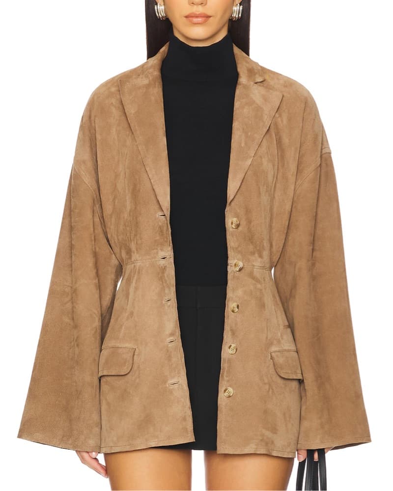Eaves salta suede Jacket In Tan - Image 3