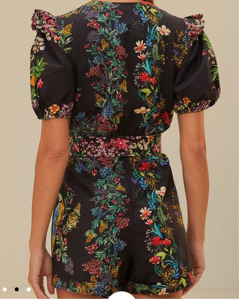 Farm Rio Delicate Forest Scarves Romper - Image 3