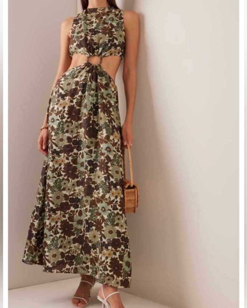 Floral Printed Halter Maxi Dress - Image 3