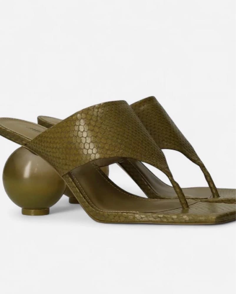 Cult Gaia Green Ball Snakeskin Heels - Image 1