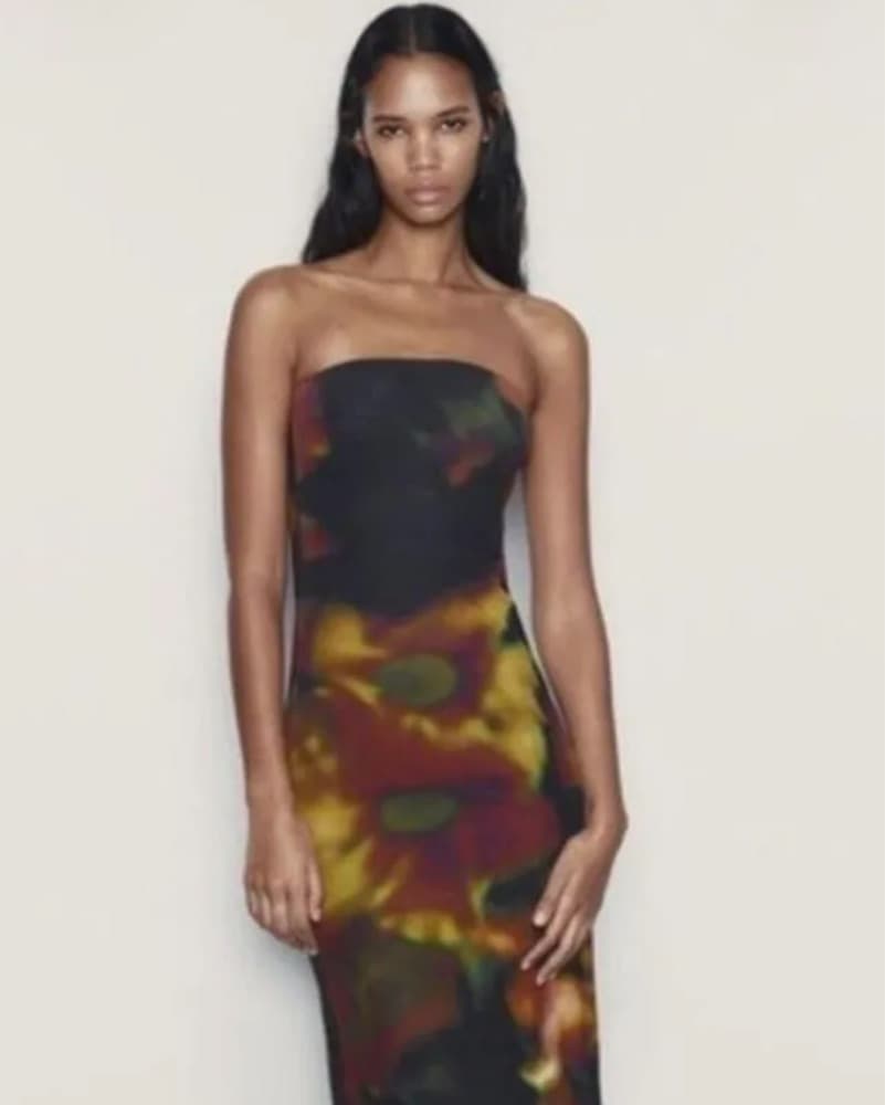 Floral Strapless Maxi Dress - Image 1